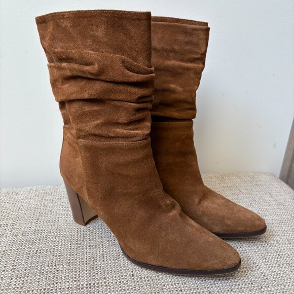 Manolo Blahnik Cognac Suede Slouchy Knight Boots - Picture 6 of 9